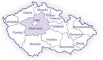 Mapa Středočeský kraj kraj, schematická, modrá